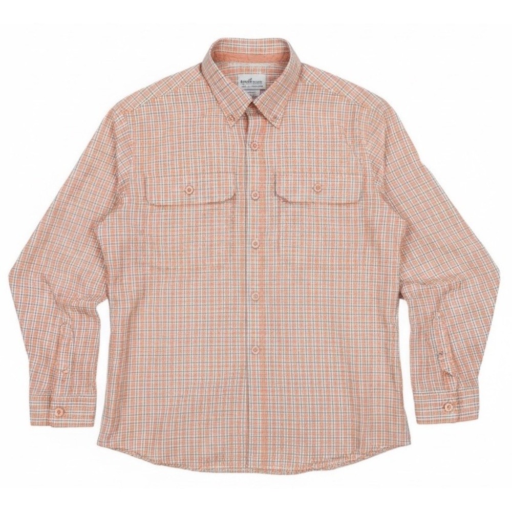 Women's Salmon Plaid Outdoor Fishing Shirt Mesh Lined‎ Button Front Size L
